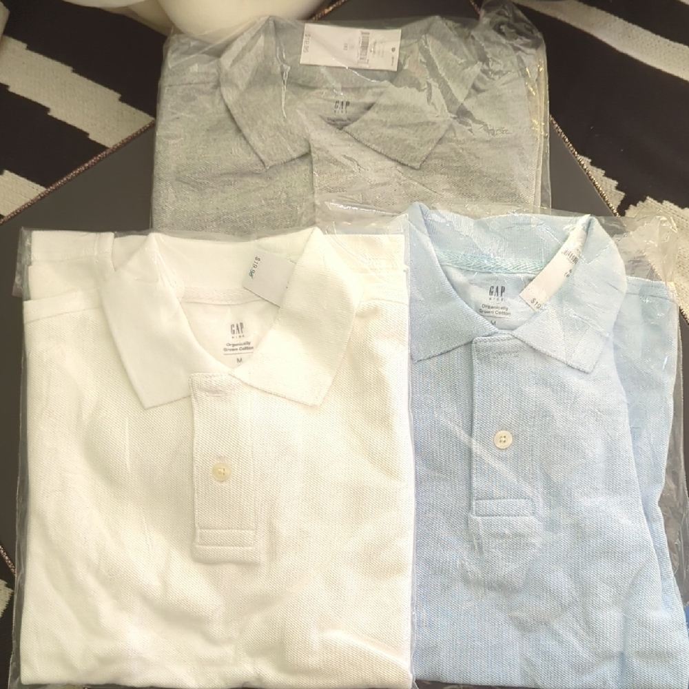 GAP Kid's Polo Shirt - White, Light Blue, Gray